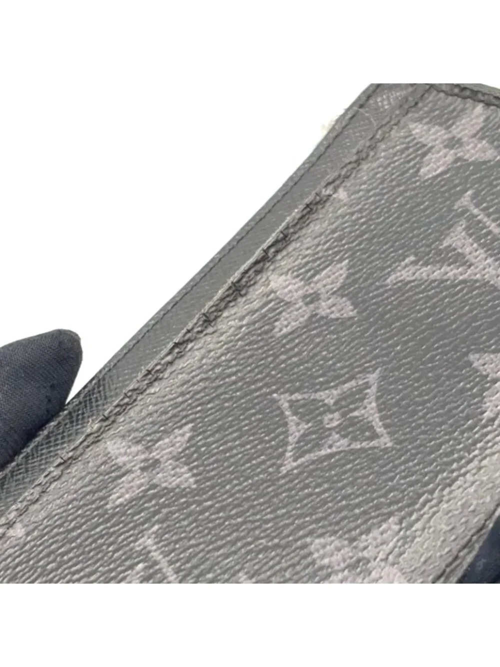 Louis Vuitton Coin Card Case Monogram Eclipse Enabled Leather Gray Black Purse